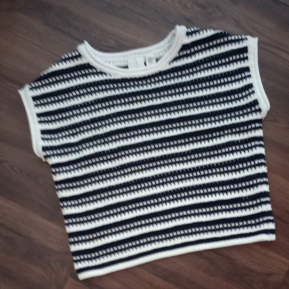 Joie Women's Sleeveless 100% Linen Sweater Navy, White, Speckled Gold, Size XS